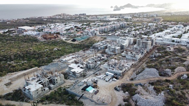 drone shot showing Cabo Costa construction site
