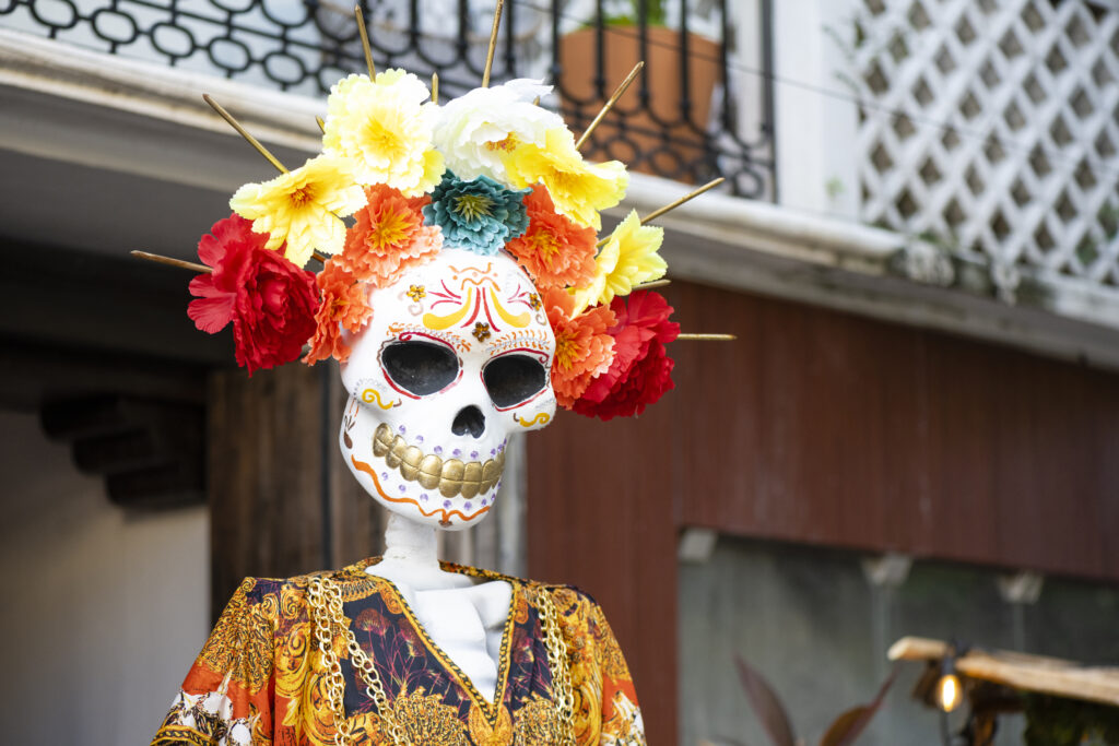 decoration of lady with skull mexico dia de los muertos