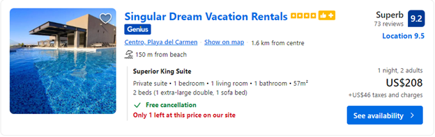 singular dream playa del carmen rental prices