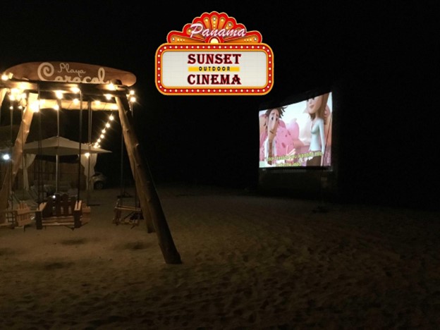 The sunset cinema club at Playa Caracol.