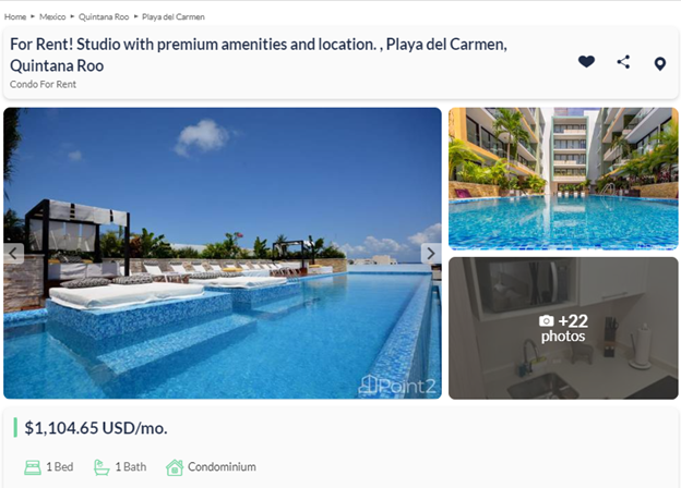 rental prices for a condo in Riviera Maya