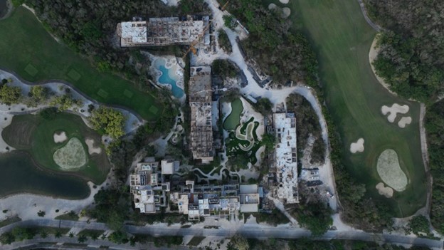 A birds eye view of construction site at The Village, Corasol