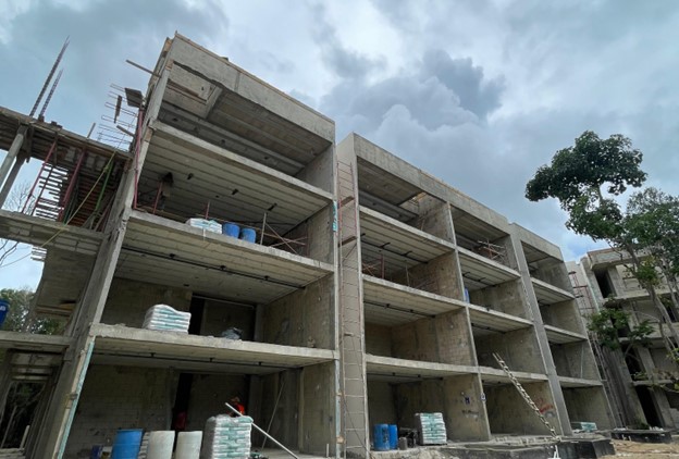 Condo buildings under construction at Samsara 2 in Tulum.