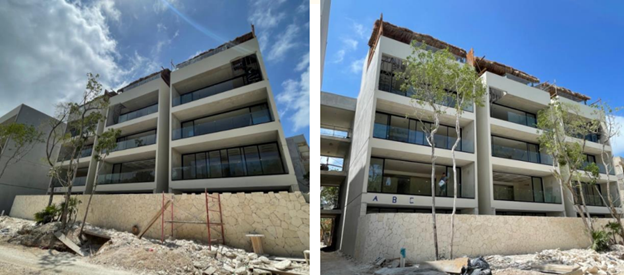 Exterior facade work ongoing at the samsara community in Tulum, Mexico.