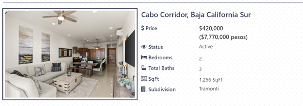 listing for condo in tramonti, los cabos