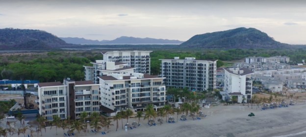 Surfside hotel in Panama. Aerial shot from the beach