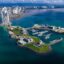 Aerial shot of Ocean reef, the man made islands off the coast of Panama City, Panama.