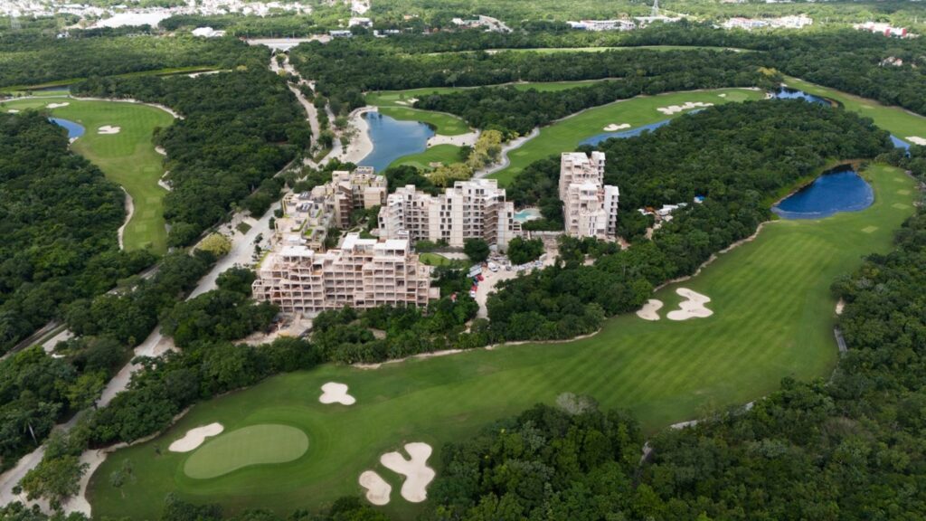 aerial shot showing The Village, Corasol under construction