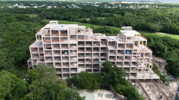 aerial shot of tower 4 in the village, corasol.