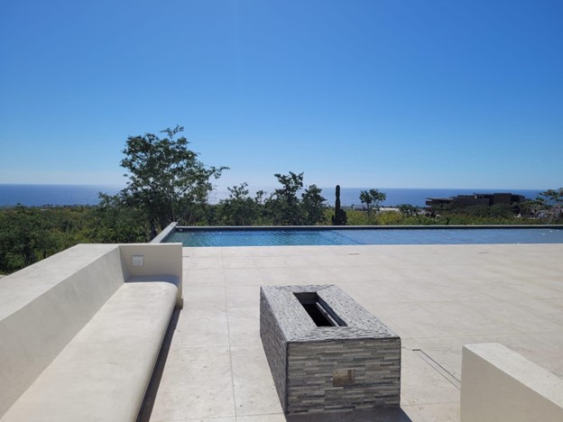 pool and poolside bench at cabo costa