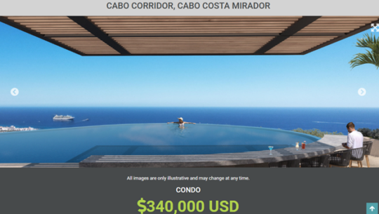 Listing showing a condo for sale in Cabo Costa, Cabo